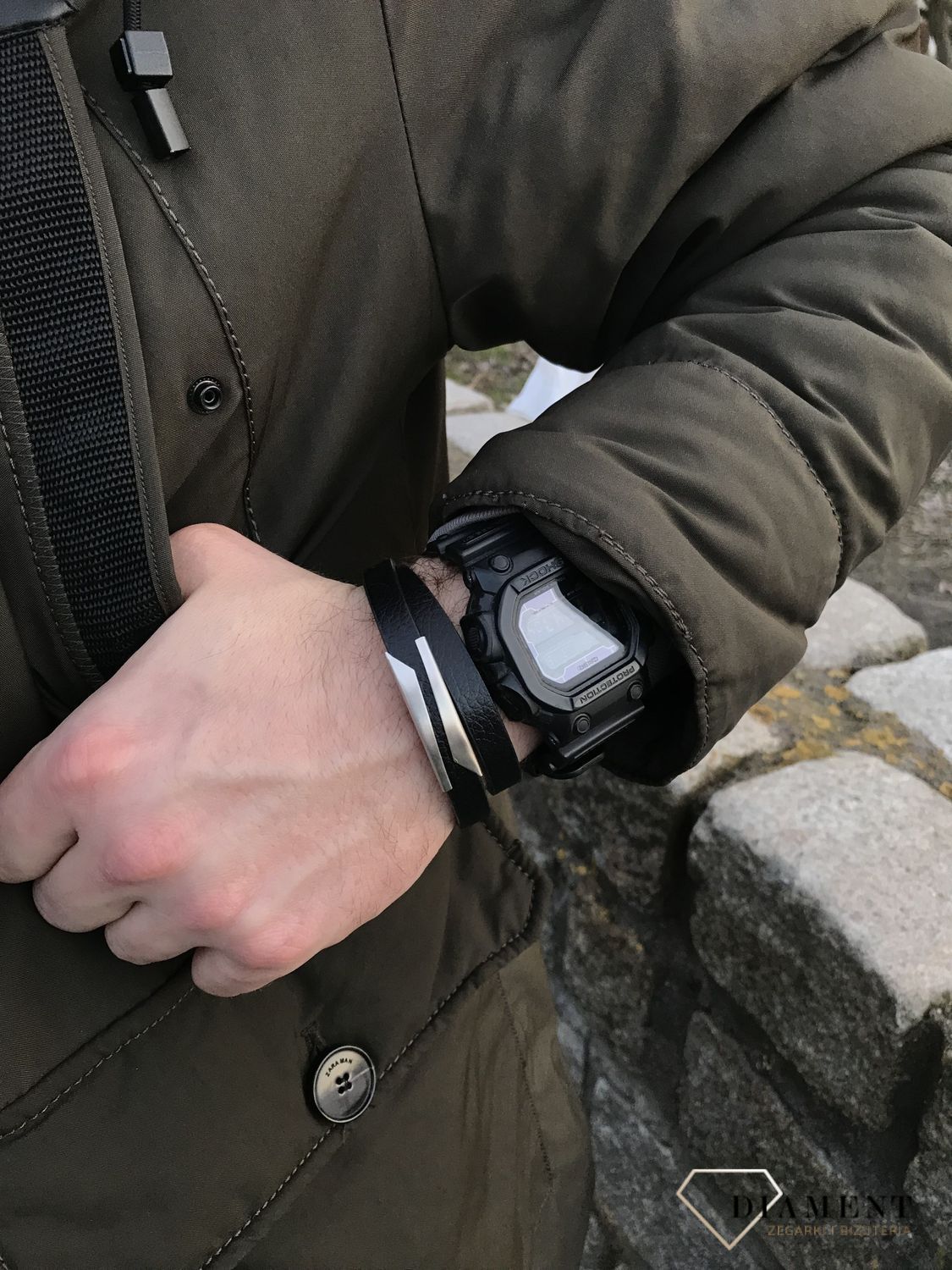 Bransoletka męska ze stali blaszka BRS39 czarnas.jpg